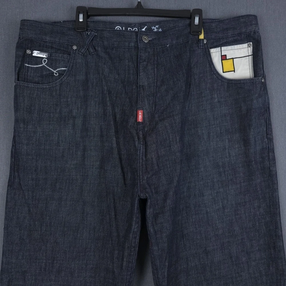 Lifted Research Group Denim Jeans Mens‎ 46 (Fits 43x33) Blue Baggy Y2K Hip Hop